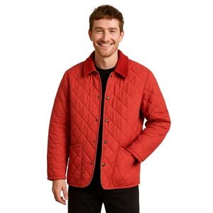 GEORGE MACKAY VTG Anglercore Poppy‎ Red quilted work jacket chore coat corduroy
